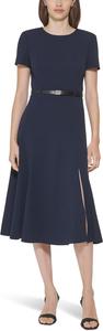 Женское платье миди с короткими рукавами и поясом от Calvin Klein, Indigo