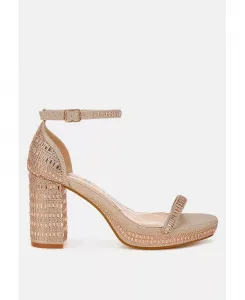 Сандалии Ronan с декоративными стразами и квадратным каблуком London Rag, золотой