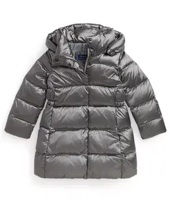 Детская удлиненная куртка с капюшоном для девочек размеров 2T-6X Polo Ralph Lauren, серый