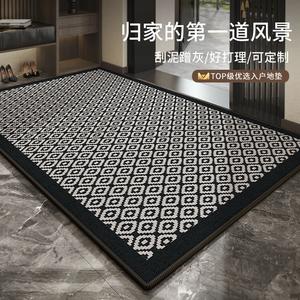 Budis Ковер 100х140 см для прихожей в винтажном стиле, водонепроницаемый, нескользящий, черно-белый ромбовидный узор