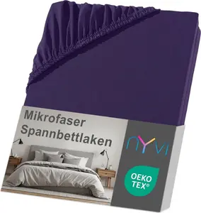 Простыня на резинке DreamScience Microfiber 140x200 - 160x200 см цвета баклажан для матрасов высотой до 22 см - мягкая и эластичная, эластичная по всей поверхности, не требует утюга NYVI