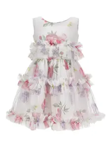 Платье с цветочным принтом Monnalisa, белый