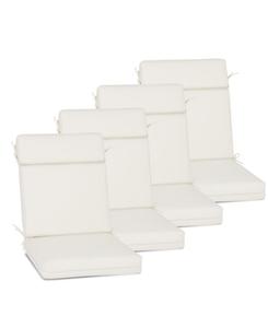 Комплект подушек для обеденных стульев на открытом воздухе, 37"x20"x28" (высокая спинка, завязки и молния), 4 штуки Aoodor, Beige