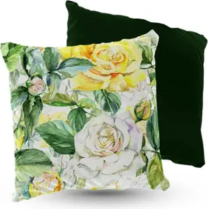 Подушка велюровая "Розы" ПРЕМИУМ 40х40 см декоративная с наполнителем для гостиной, спальни или в подарок 5made