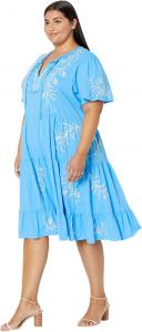 Платье Johnny Was Plus Size Fern Tiered Knit Dress, Azure Blue