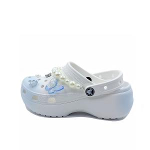 Crocs Сабо Baya Platform Clog Butterfly Loves Flower Dream, в девчачьем стиле, пляжные сабо унисекс, белые, синие