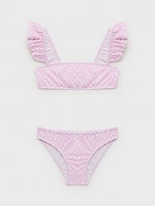 Детский бикини с цветочным принтом и рюшами Mango, Pink