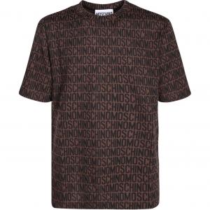Футболка с логотипом по всей поверхности MOSCHINO, коричневая