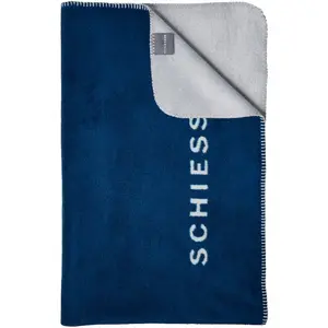 Плед Kuscheldecke Klara с двухсторонним дизайном - хлопковая смесь - теплый и пушистый Made in Green Schiesser, темно-синий