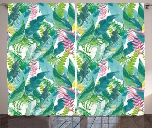 Штора ABAKUHAUS "Деревенские листья", цветы сирени плюмерии, универсальная ленточная штора для гостиной с петлями и крючками, 280 x 175 см, цвет: желто-зеленый, светло-голубой Abakuhaus