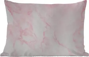 Подушка для улицы - мрамор - белый - розовый - шикарный - имитация мрамора - 50 x 30 см - водонепроницаемая - подушка для отдыха - подушка для дивана - украшение для гостиной MuchoWow