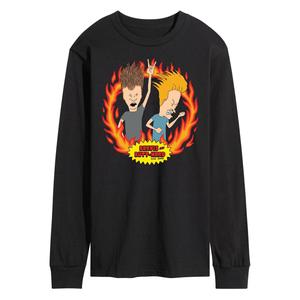 Мужская футболка с длинными рукавами Beavis And Butthead Rock Flames Licensed Character