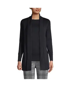 Женский кардиган с шалью воротником из хлопка и модала Lands' End, синий