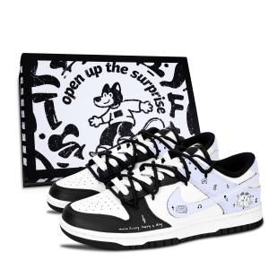 Nike Dunk Black White, Music Healing Abrasion Resistant Low top Skateboard Shoes Unisex Light Purple