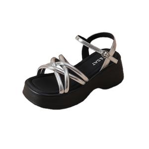 ST&SAT Женские сандалии на одной застежке серебристые, цвет Silver