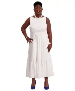 Женское платье миди с ярусами, обычные и плюс размеры Kasper, белый