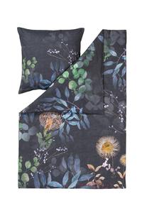 Постельное белье сатин Estella Mako 135х200 Midnight листья ягоды ночь синий 4749-985
