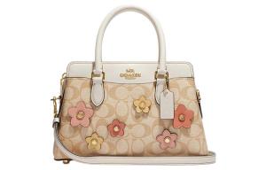 Сумка Darcie Canvas With Leather Kelly через плечо на ремне среднего размера для женщин светло-хаки COACH