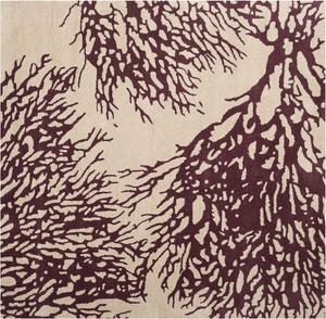 Ковер SAFAVIEH, 153 x 153 см, Bella Collection - бежевый и фиолетовый, ручной работы из шерсти, идеален для помещений с высокой проходимостью в гостиной, спальне (BEL115A)