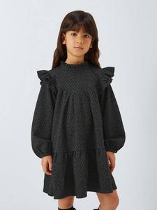 Детское платье с блестками и рюшами John Lewis, Black