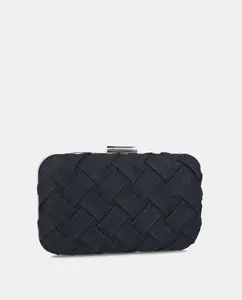 Черный плетеный праздничный клатч с застежкой на мундштук Menbur