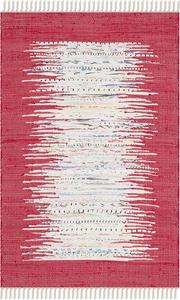 Ковер SAFAVIEH, 77 x 122 см, Montauk Collection, Ivory & Red, ручной работы, полосатый с бахромой, хлопковый, идеально для помещений с высокой проходимостью: прихожая, гостиная, спальня (MTK711B)