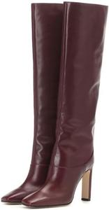 Женские удобные высокие массивные ботинки FOWT с квадратным носком, элегантные, на молнии, деловые, размеры 4-15 США, Red/Brown