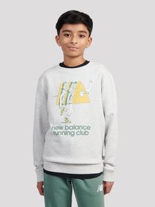 Свитер New Balance Running Club Cartoon Graphic Ft Crew Kids Sweater, ash heather