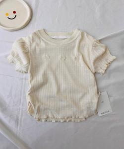 Футболка с оборками Ribbon Point Frill Aimoha Kids, цвет Light Beige