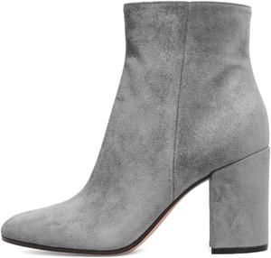 Женские стильные ботильоны Pazzion с закрытым округлым носком, боковыми молниями, высоким устойчивым каблуком, удобные для офиса и повседневной носки, размеры 4-16 США, Grey