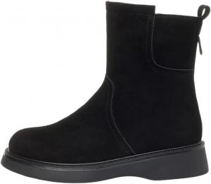 Сапоги DBFBDTU для женщин, зимние ботинки из натуральной кожи с танкеткой, шерстяные теплые ботинки, 225(Us-5.5) Black Fluff