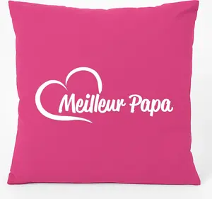 Подушка для дивана Huuraa Meilleur Papa Cœur подарок 40х40см с наполнителем хлопок цвета фуксии Сувенир Meilleur Papa Hellweg Druckerei