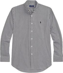 POLO RALPH LAUREN Мужская классическая рубашка из поплина, Striped Black/White