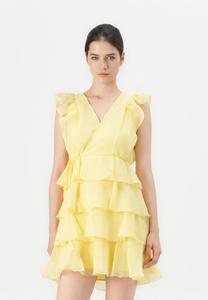 Платье Vero Moda VMSABRINA SS SHORT FLOUNCE WVN EXP, Pale Banana/Yellow