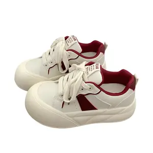 Alxnan Женские противоскользящие и износостойкие низкие скейтерские кроссовки для увеличения роста красные, цвет Red