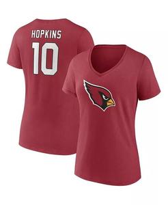 Женская футболка De Andre Hopkins Cardinal Arizona Cardinals с именем и номером игрока с v-образным вырезом Fanatics