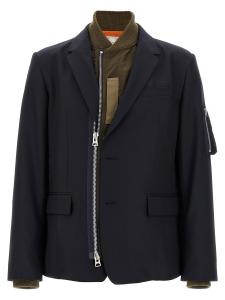 Пиджак с вставкой-бомбер SACAI, синий