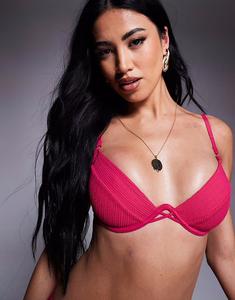 Текстурированный верх бикини Boux Avenue Ibiza ярко-розового цвета