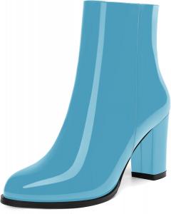 Женские модные повседневные осенне-зимние сапоги ROSERWISH с круглым носком, боковой молнией, на массивном каблуке, высотой до щиколотки, каблук 3,5 дюйма