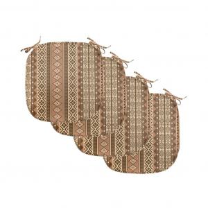 Подушки на обеденный стул ABAKUHAUS в восточном стиле, африканские бриллианты, декоративная водонепроницаемая подушка с ремнями для кухонных сидений, 40 см x 40 см — упаковка из 4 шт., светло-коричневый, бежевый, коричневый