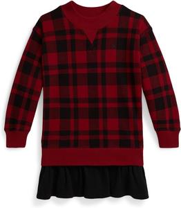 Платье из флиса в клетку Buffalo Polo Ralph Lauren Kids, Edged Overcheck Holiday Red
