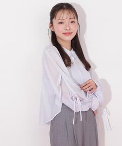 Прозрачная рубашка со сборками на спине Jill By Jill Stuart, цвет Blue Stripe 1