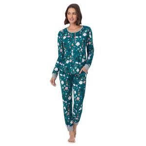 Уютный комплект пижамы с длинным рукавом и брюками-джоггерами Petite Cuddl Duds, цвет teal halloween