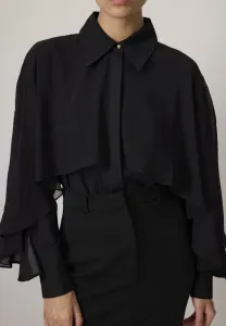 Блузка şifon garnili из поплина с гемлеком Touché Privé, Black