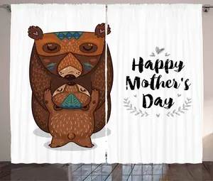 Шторы ABAKUHAUS Rustic Curtain Quote, Мама и малыш, объятия, универсальные ленточные шторы для гостиной с петлями и крючками, 280 x 225 см, цвет: черно-коричневый с бирюзовым Abakuhaus