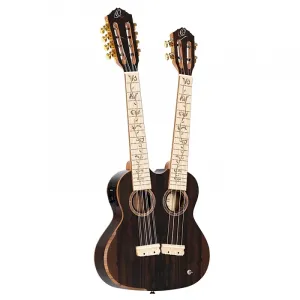 Двухгрифовая акустико-электрическая укулеле Ortega Custom Built Series с 4 и 8 струнами, тенор, с сумкой