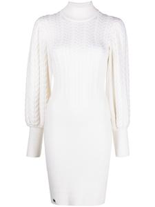 Philipp Plein платье фактурной вязки с высоким воротником, белый