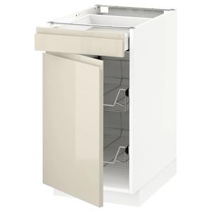 Базовая кабина с проволочной корзиной/ящиком/дверью METOD/MAXIMERA IKEA, 40x60x70 см, цвет white/voxtorp high-gloss light beige