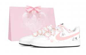 Nike Детские износостойкие низкие скейтбордистские кроссовки Court Borough, белые и розовые, для подростков