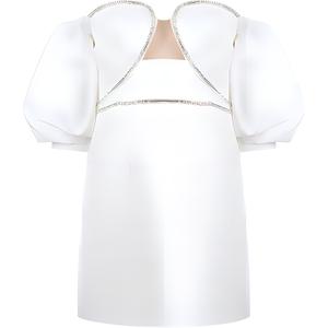 Футболка с коротким рукавом Self-portrait цвета слоновой кости